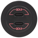 Dual Type-C USB Charger Round No Panel Red
