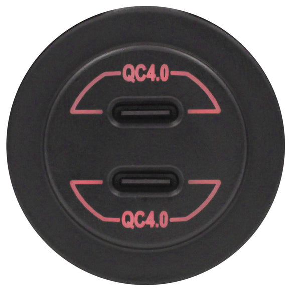 Dual Type-C USB Charger Round No Panel Red