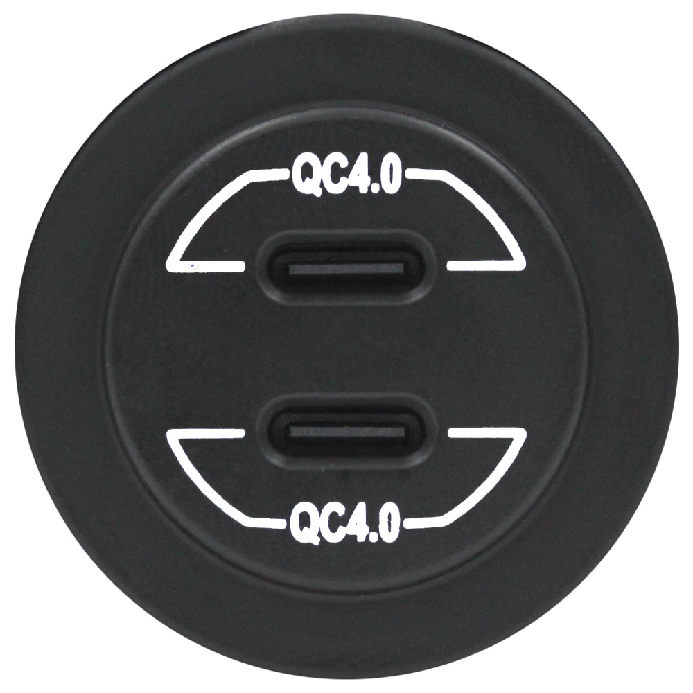 Dual Type-C USB Charger Round No Panel White