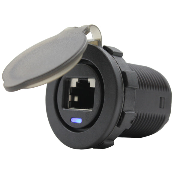 UHF RJ45 Pass Through With Blue LED - Round