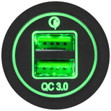 dual usb charger Green LED