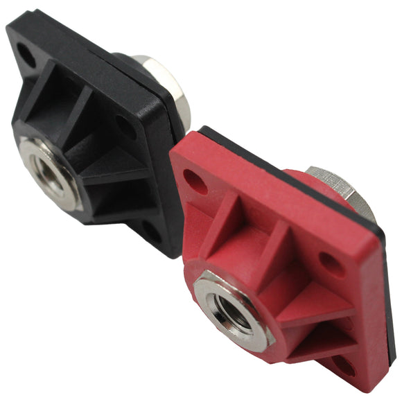 Red and black M8 panel mount terminals
