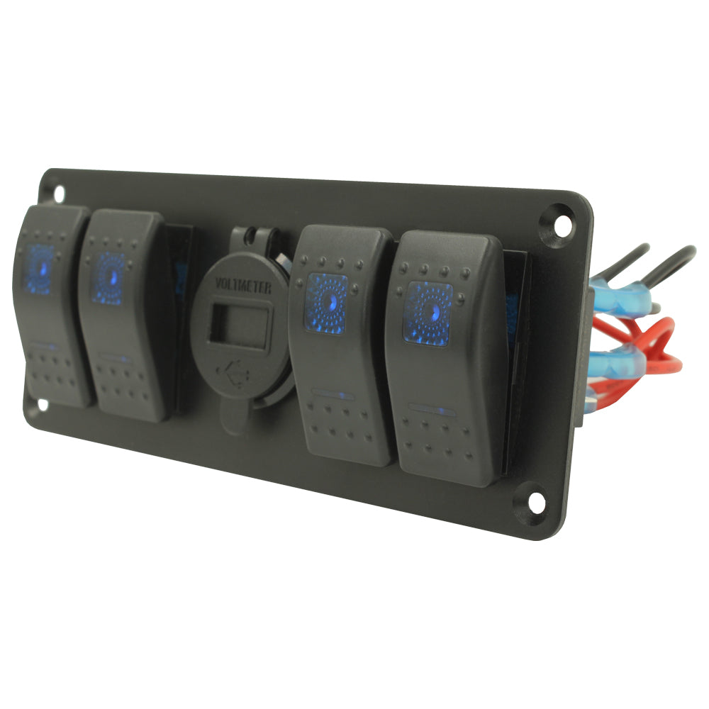 6 Rocker Switch + 4.2A Dual USB Volt Display - 0