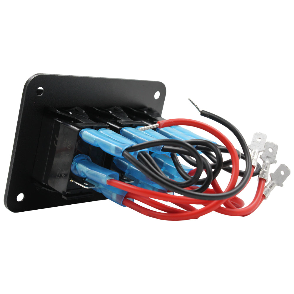 3 Gang Blue LED Rocker Switch Panel by Switch Boss