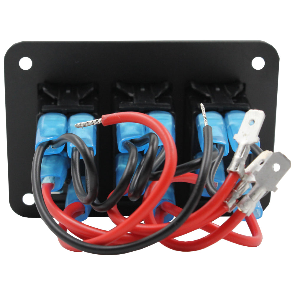 3 Gang Blue LED Rocker Switch Panel by Switch Boss
