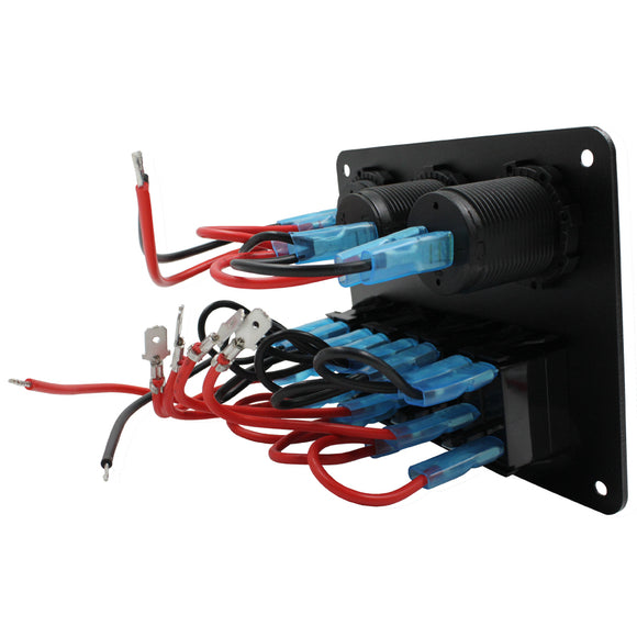 4 Rocker Switch + Dual USB + Cigarette
Socket + Volt Display Panel