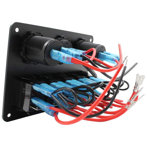 5 Rocker Switch + Dual USB + Volt Display + Cigarette Socket Panel