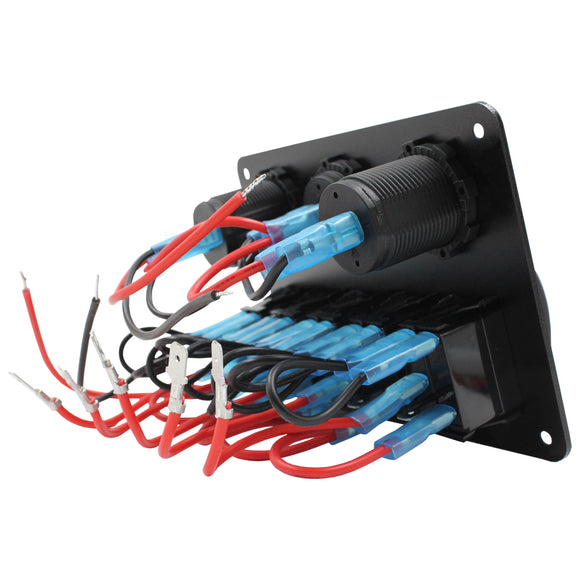 5 Rocker Switch + Dual USB + Volt Display + Cigarette Socket Panel