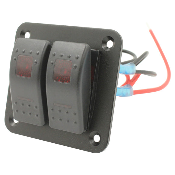 2 Gang Rocker Switch Panel - Red