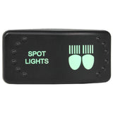 Laser Etched Horizontal Rocker Switch - Green LED - 90 Styles