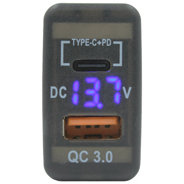 Type-C + Volt Meter + QC USB - suit Toyota Large