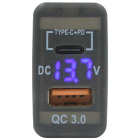 Type-C + Volt Meter + QC USB - suit Toyota Large