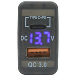 Type-C + Volt Meter + QC USB - suit Toyota Large