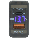 Type-C + Volt Meter + QC USB - suit Toyota Large