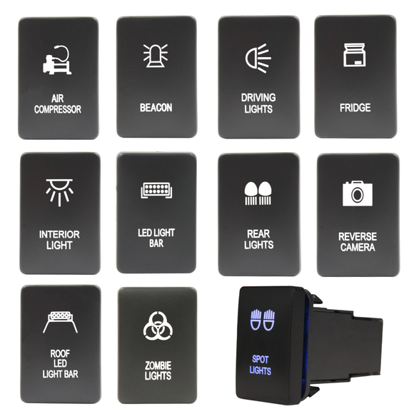 Push Switch suit Mitsubishi Small - Blue-Blue LED - 50 Styles