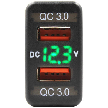 Dual QC USB + Volt Meter - suit Toyota Large