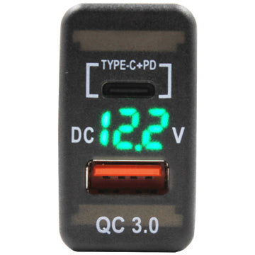 Type-C + Volt Meter + QC USB - suit Toyota Large