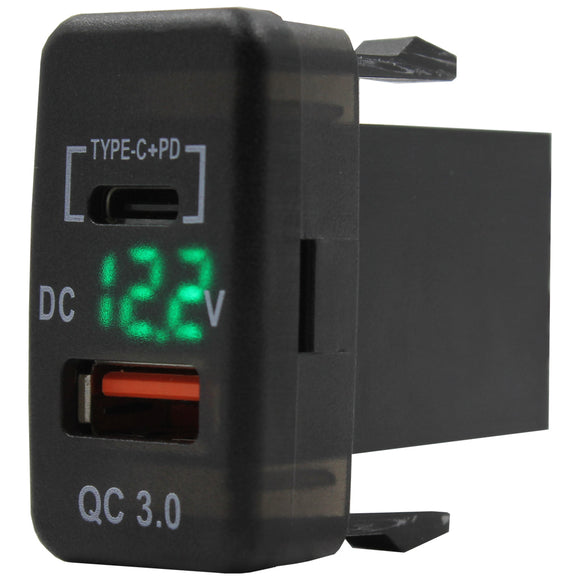 Type-C + Volt Meter + QC USB - suit Toyota Large