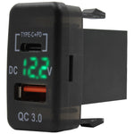 Type-C + Volt Meter + QC USB - suit Toyota Large