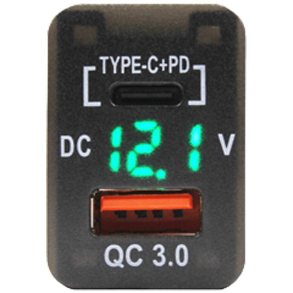 Type-C + Volt Meter + QC USB - suit Mitsubishi Small