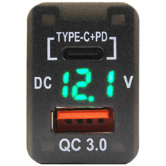 Type-C + Volt Meter + QC USB - suit Toyota Small