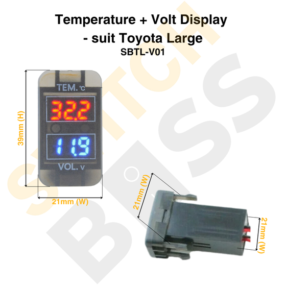 Temperature + Volt Display - suit Toyota Large