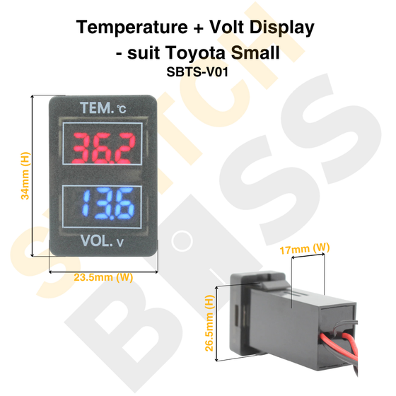Temperature + Volt Display - suit Toyota Small