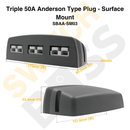Triple 50A Anderson Type Plug - Surface Mount-6