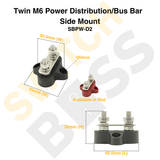 Twin M6 Power Distribution/Bus Bar - Side Mount
