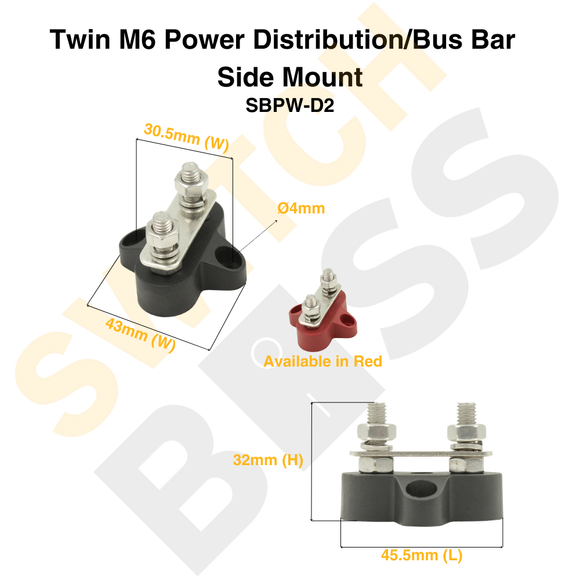 Twin M6 Power Distribution/Bus Bar - Side Mount