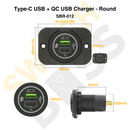 Type-C USB + QC USB Charger - Round-18