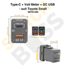 Type-C + Volt Meter + QC USB - suit Toyota Small-9