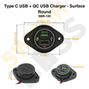 Type C USB + QC USB Charger - Surface Round-9
