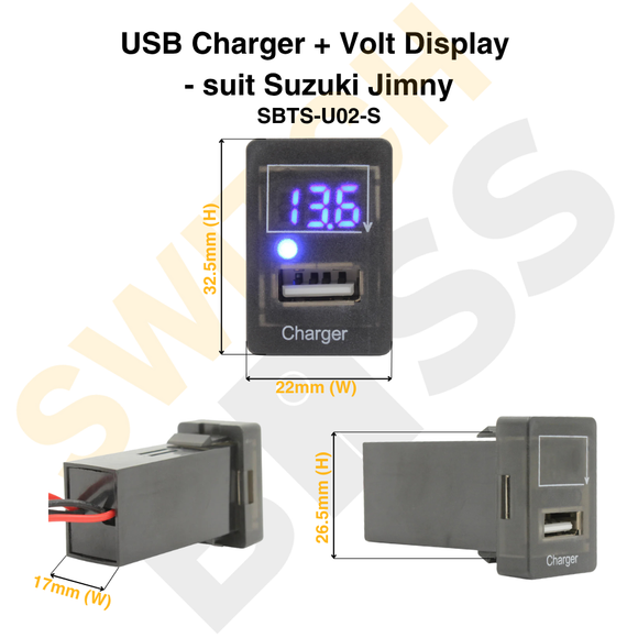 USB Charger + Volt Display - suit Suzuki Jimny