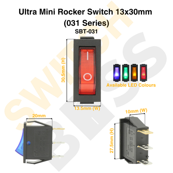 Ultra Mini Rocker Switch 13x30mm (031 Series)