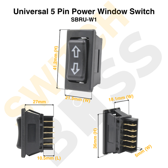 Universal 5 Pin Power Window Switch