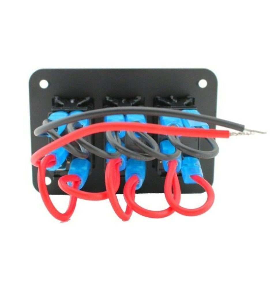 3 Gang Blue LED Rocker Switch Panel by Switch Boss