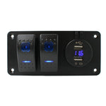 2 Rocker Switch + Round Dual USB Volt Display Panel