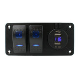2 Rocker Switch + Round Dual USB Volt Display Panel