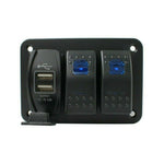 2 Rocker Switch + 4.2A Dual USB - 3 Gang Panel