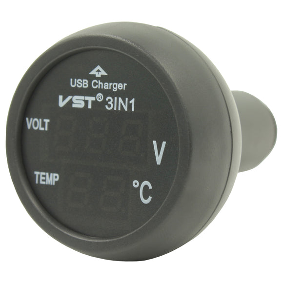 Car USB Charger + Volt + Temperature