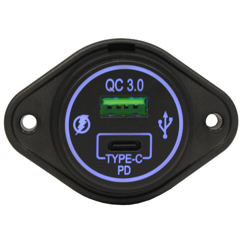 Type C USB + QC USB Charger - Surface Round