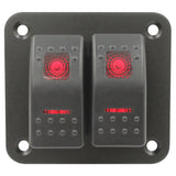 2 Gang Rocker Switch Panel - Red
