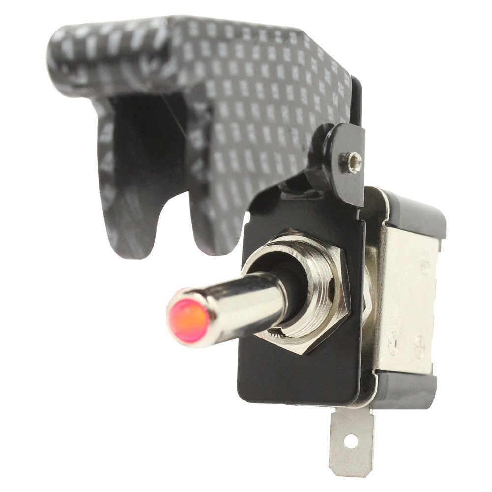 OnOff LED Toggle Switch + Carbon Look Missile Cover by Switch Boss